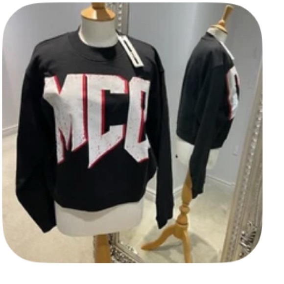 ALEXANDER MCQUEEN MCQ Black Cropped Logo Sweatshirt Size XL UK 16 NWT NEW